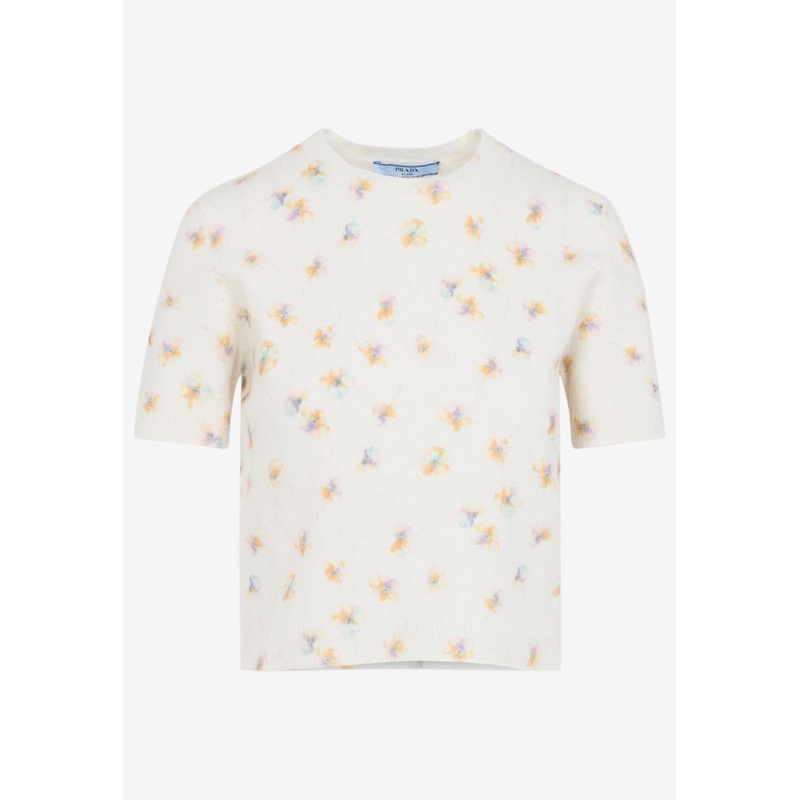 Floral Short-Sleeved Sweater