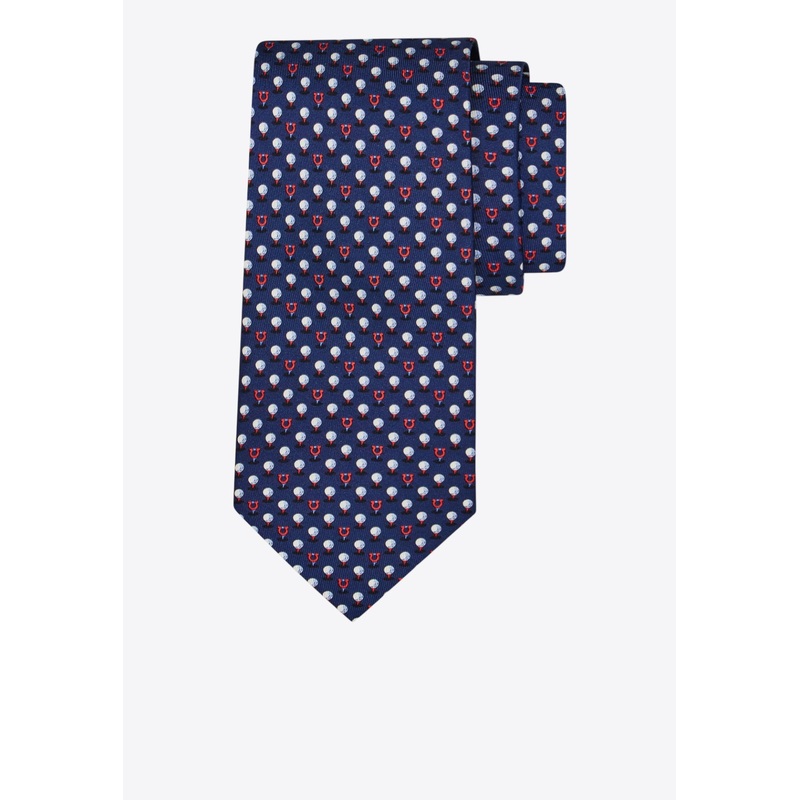 Golf and Gancini Print Silk Tie