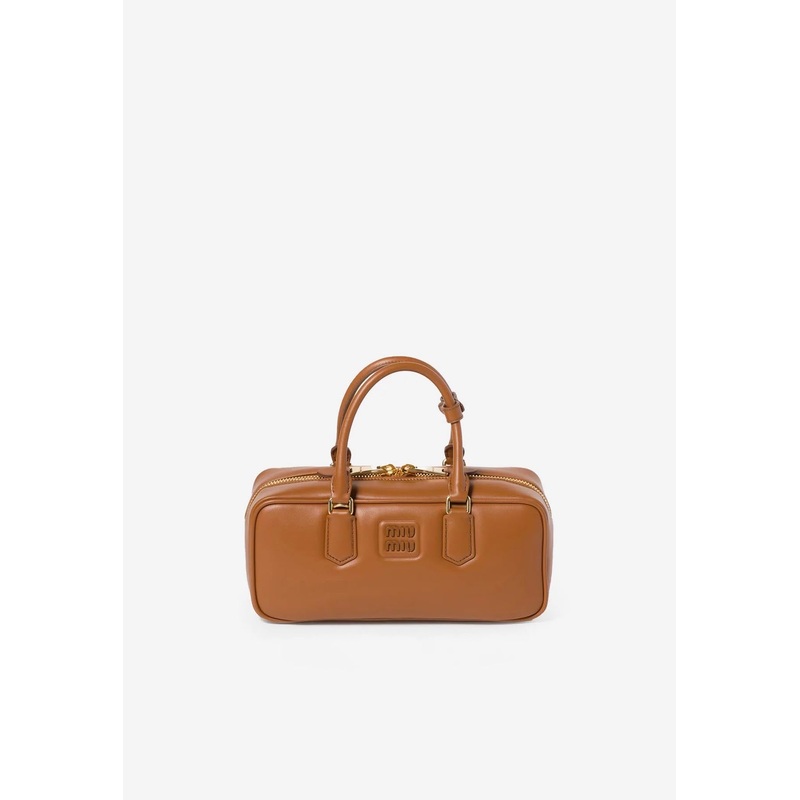 Large Arcadie Leather Top Handle Bag