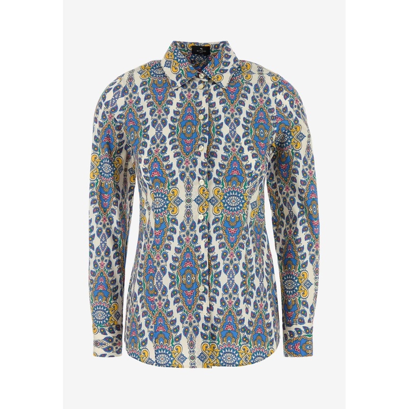 Medallion and Paisley Print Long-Sleeved Shirt