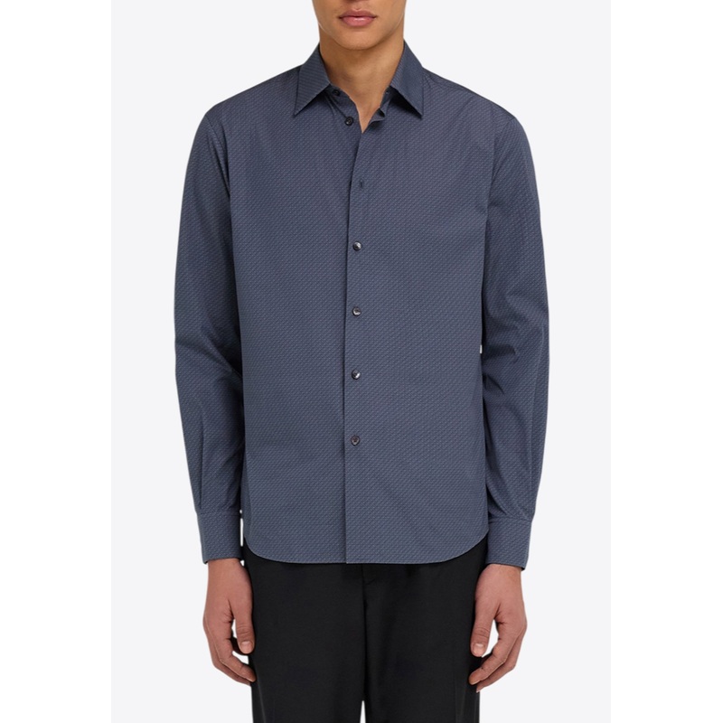 Micro Pattern Button-Up Shirt