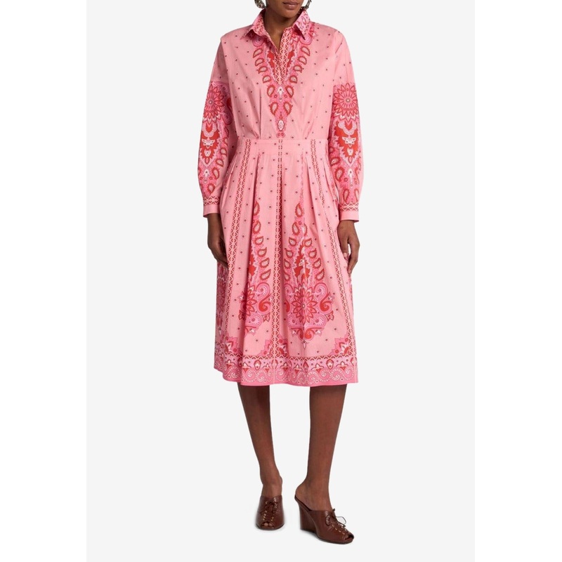 Paisley Print Midi Shirt Dress