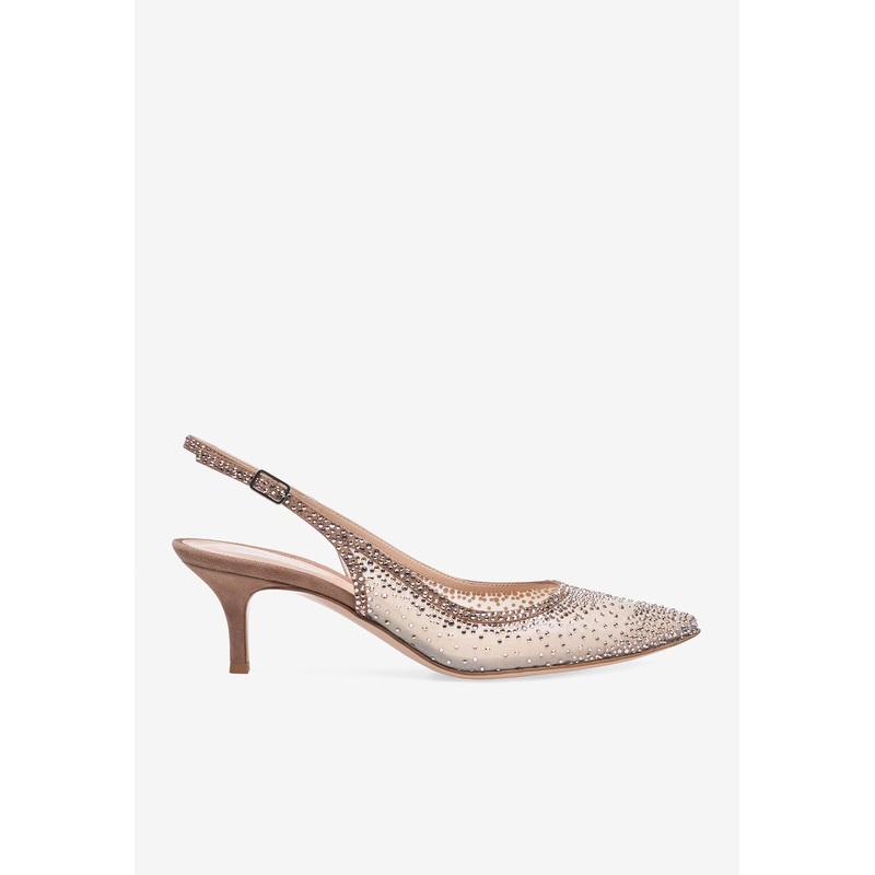 Regina 55 Crystal-Embellished Slingback Pumps