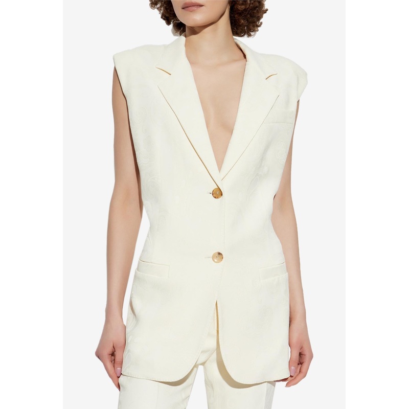 Single-Breasted Gathered Tailored Vest