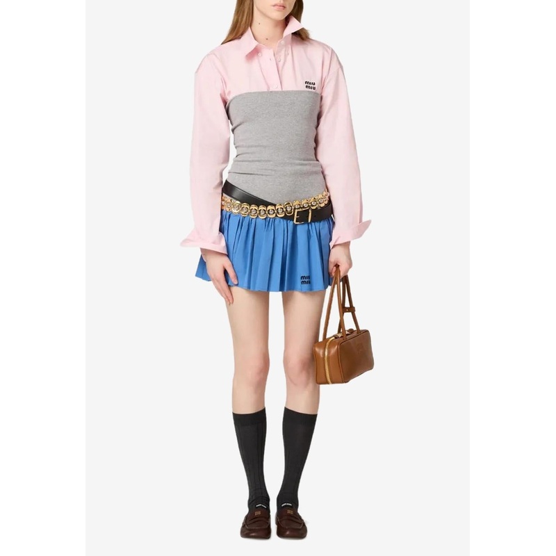 Two-Tone Paneled Mini Skirt