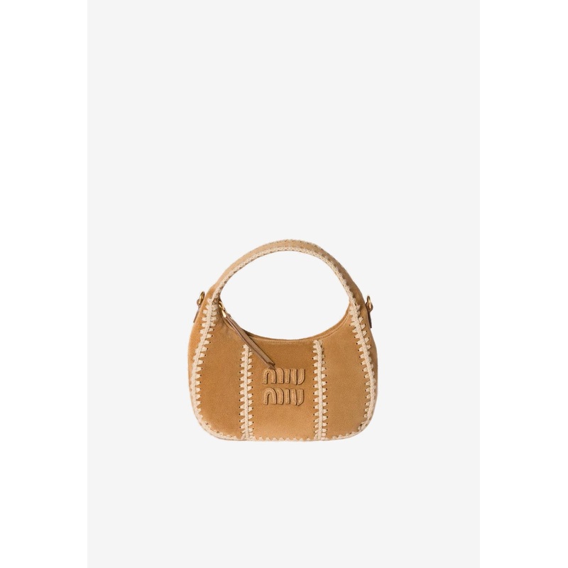 Wander Crochet-Trimmed Suede Shoulder Bag