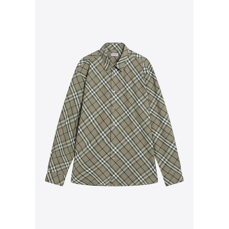 Check-Pattern Long-Sleeved Shirt