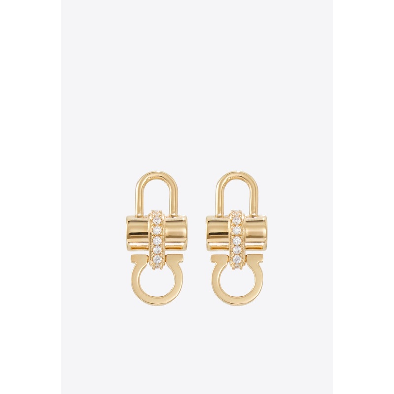 Crystal Embellished Padlock Stud Earrings