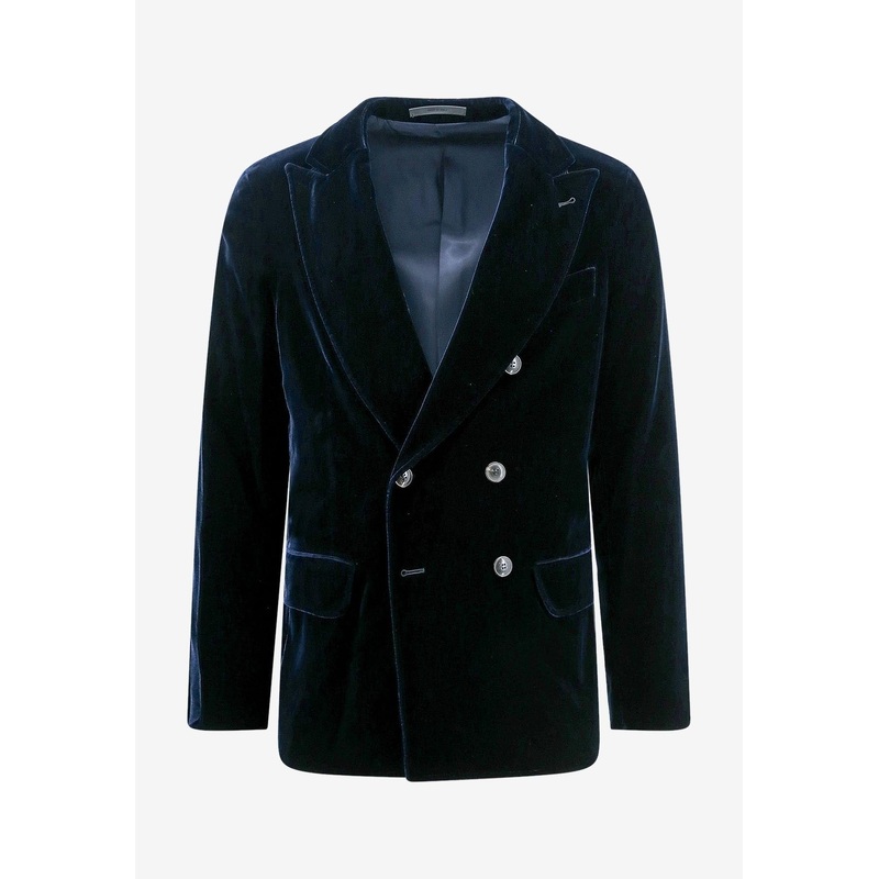Double-Breasted Velvet Blazer
