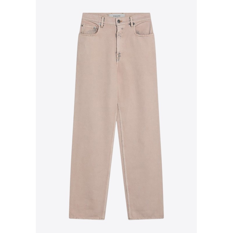 Double Star Logo Dyed-Effect Denim Pants