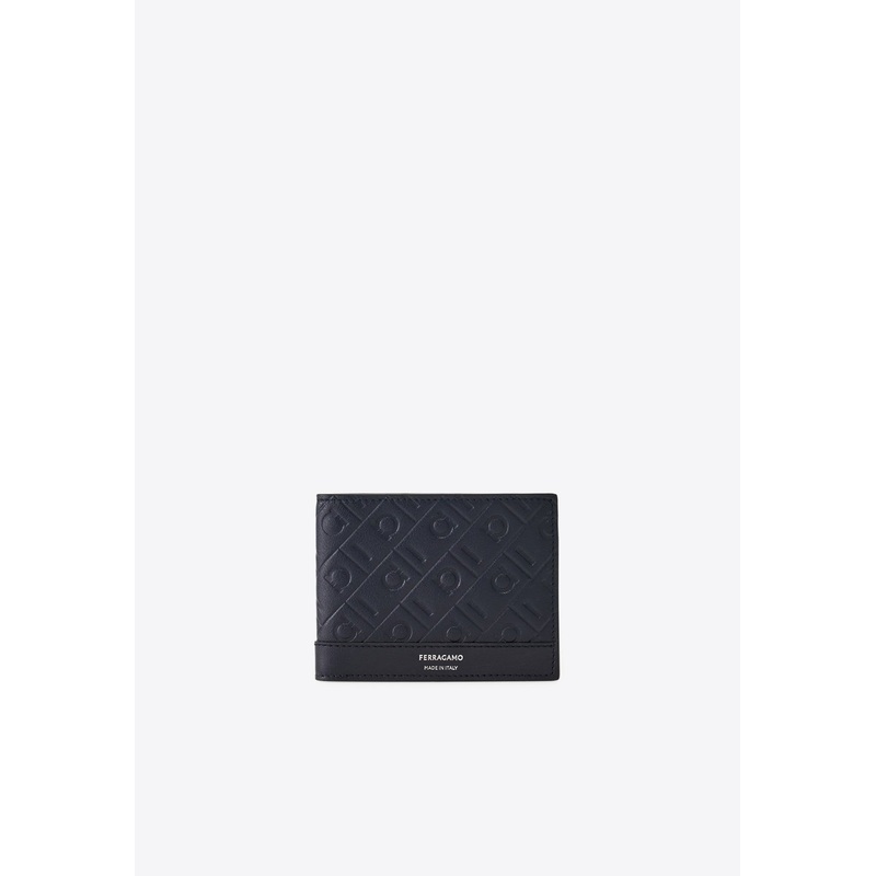 Embossed Monogram Leather Bi-Fold Wallet