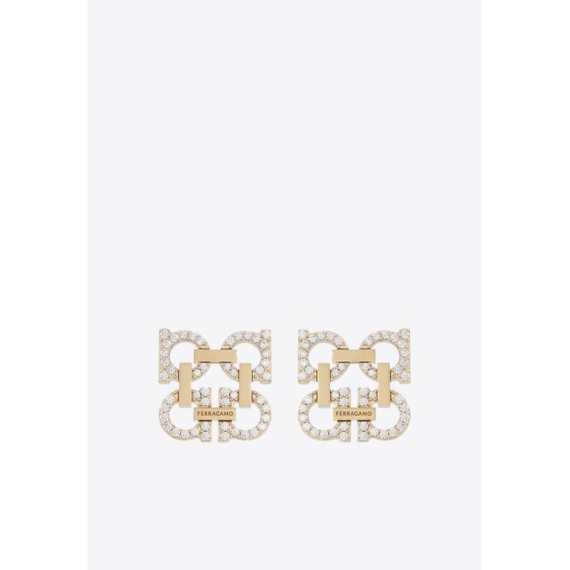 Four Gancini Crystal Stud Earrings