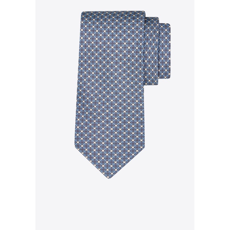 Geometric Print with Vara Plaque Silk Tie