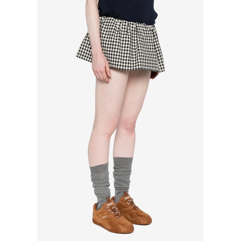 Gingham Check Logo Mini Skirt