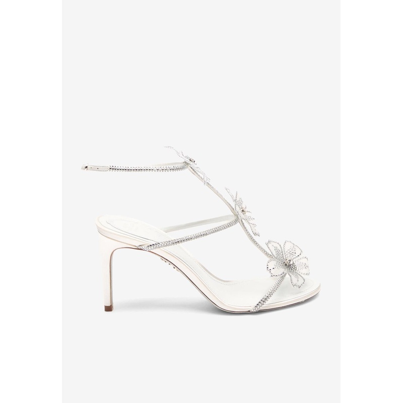 Peach Flower 80 Rhinestone-Embellished Sandals