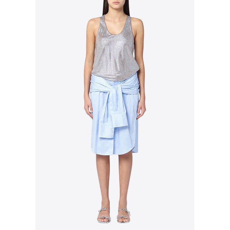 Rhinestone Embellished Shirt Dress