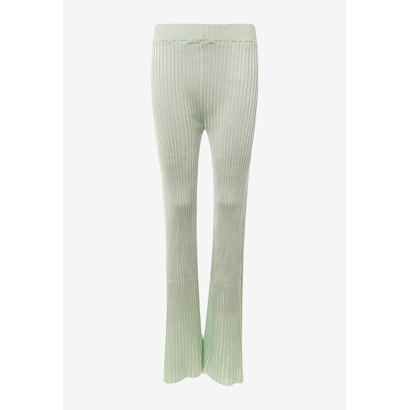 Ribbed High-Waist Flared Pants