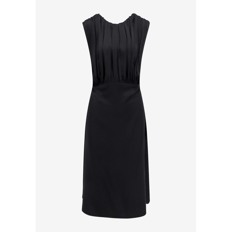 Satin Draped Midi Dress