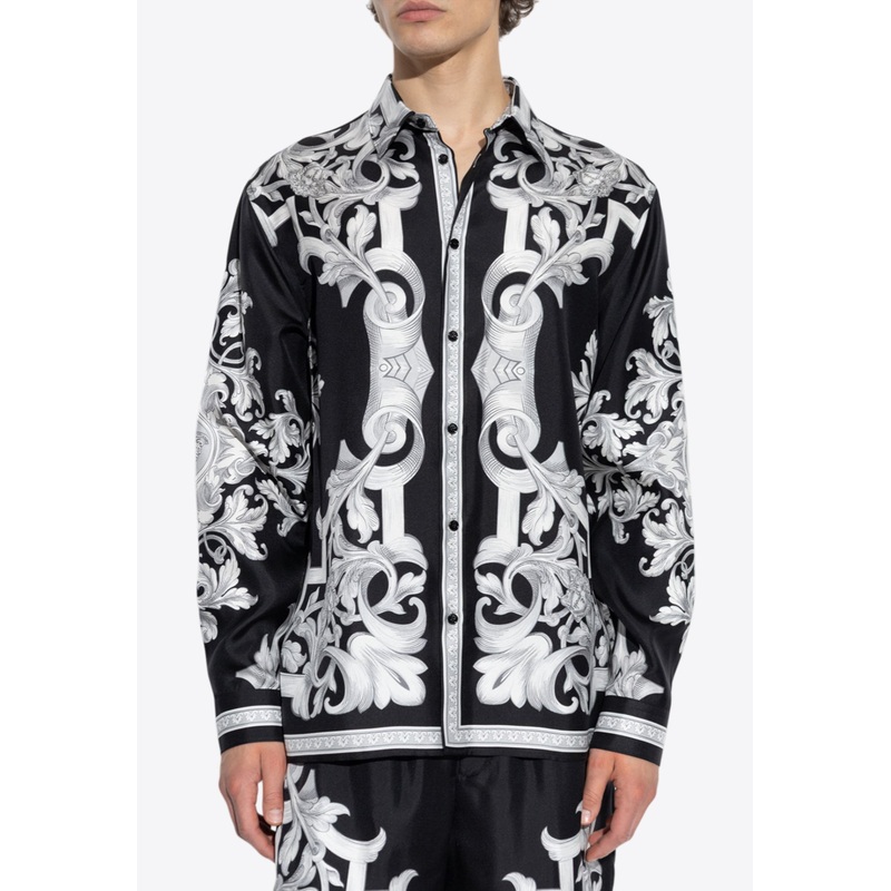 Architectural Barocco Print Silk Shirt