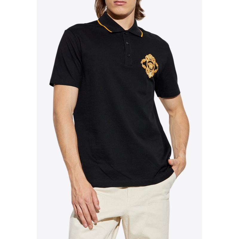 Architectural Baroque Embroidered Polo T-shirt