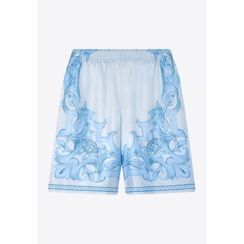Architectural Baroque Print Silk Shorts