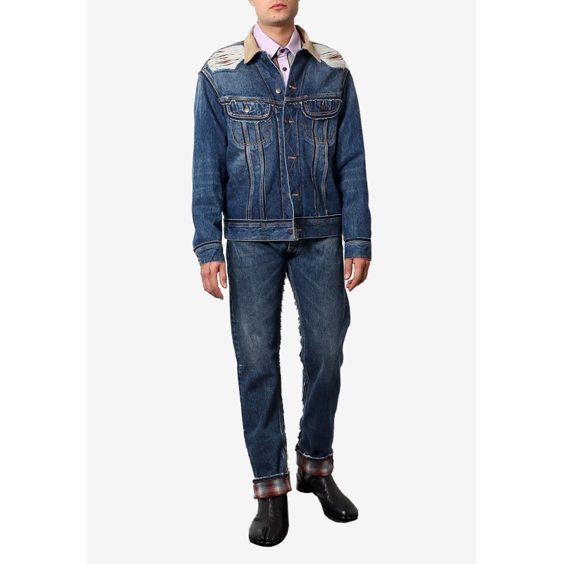 Destroyed-Effect Denim Jacket