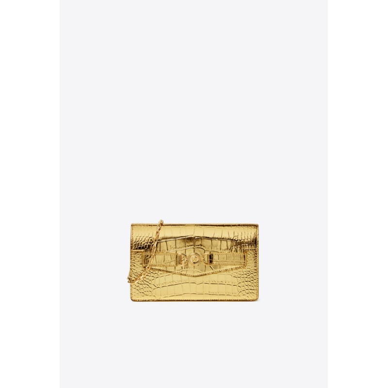 Medusa 95 Croc-Embossed Leather Chain Clutch