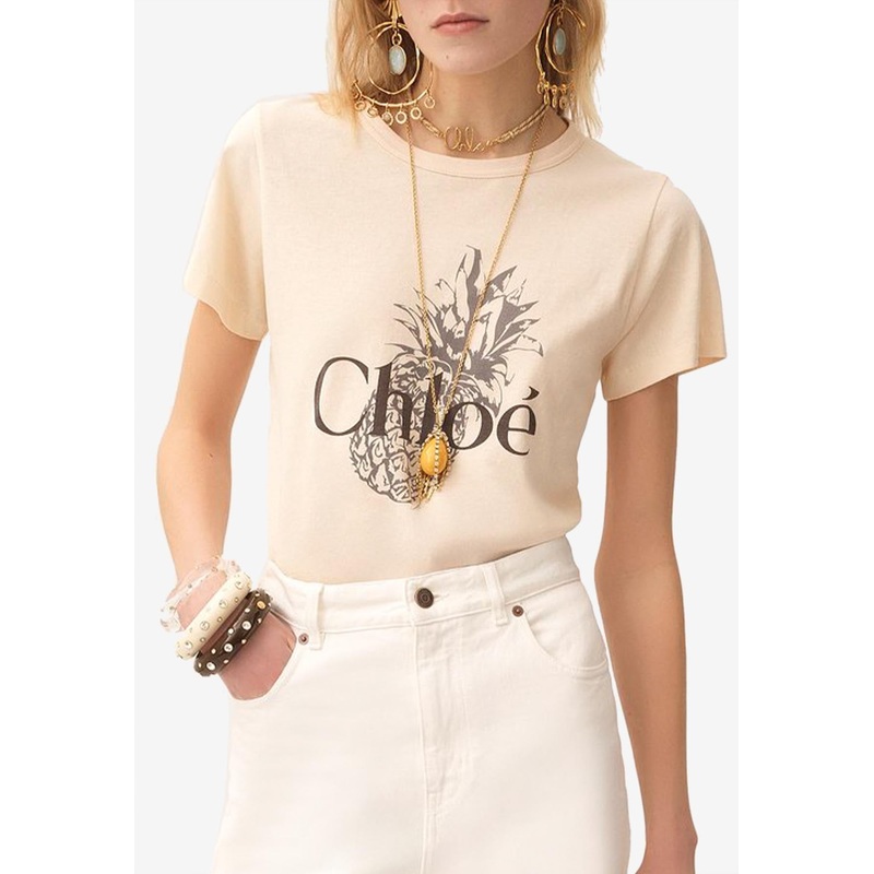 Pineapple and Logo Print T-shirt