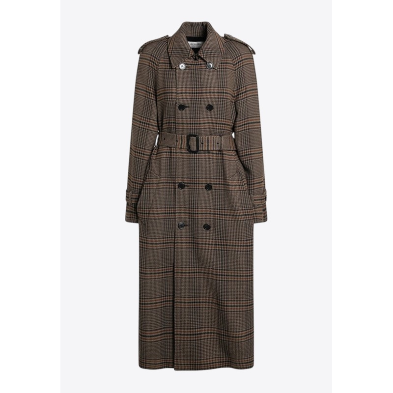 Prince of Wales Double-Breasted Trench Coat
