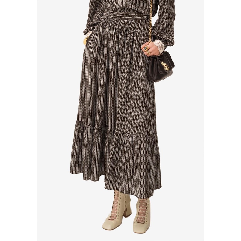 Printed Midi Flared Skirt