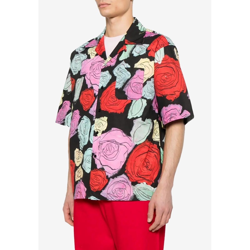 Rose Print Short-Sleeved Shirt