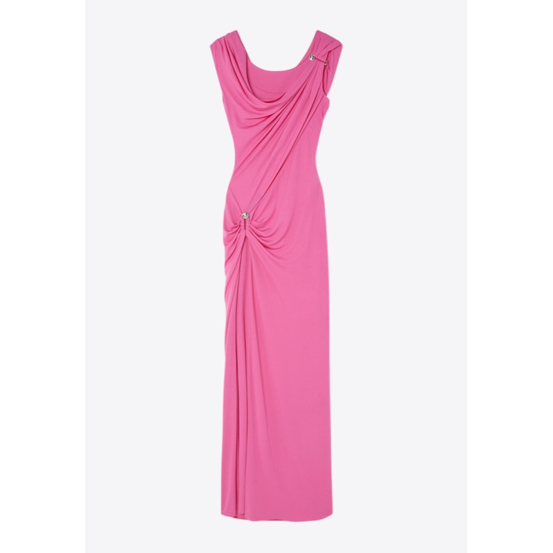 Safety Pin Gathered Maxi Dress