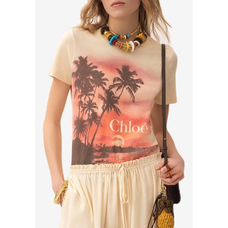 Sunset and Logo Print T-shirt