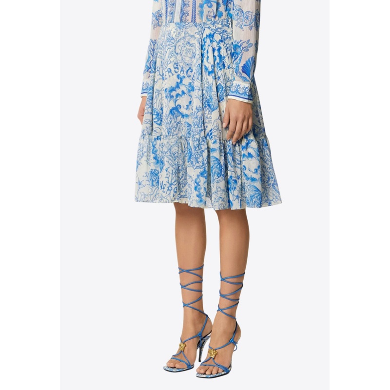 Underwater Barocco Flowy Midi Skirt