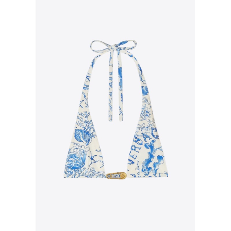 Underwater Barocco Print Bikini Top