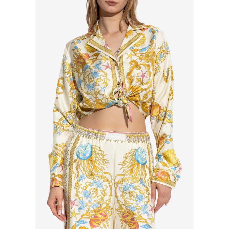 Underwater Barocco Print Knotted Shirt
