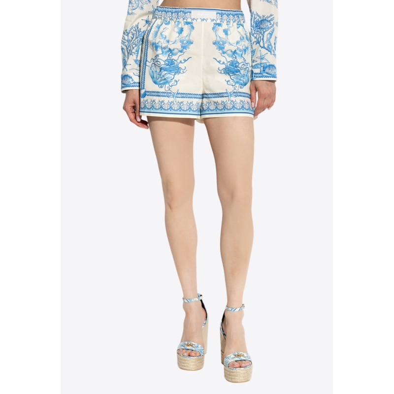 Underwater Barocco Print Mini Shorts