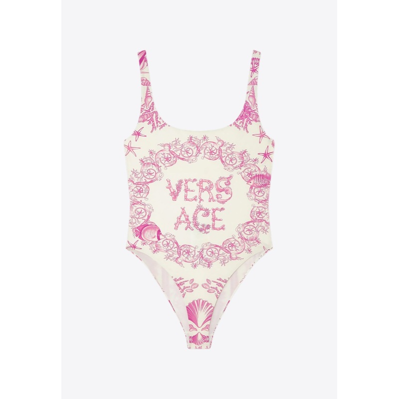 Underwater Barocco Print One-Piece Swimsuit