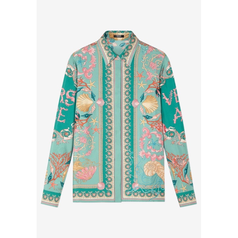 Underwater Barocco Print Silk Shirt