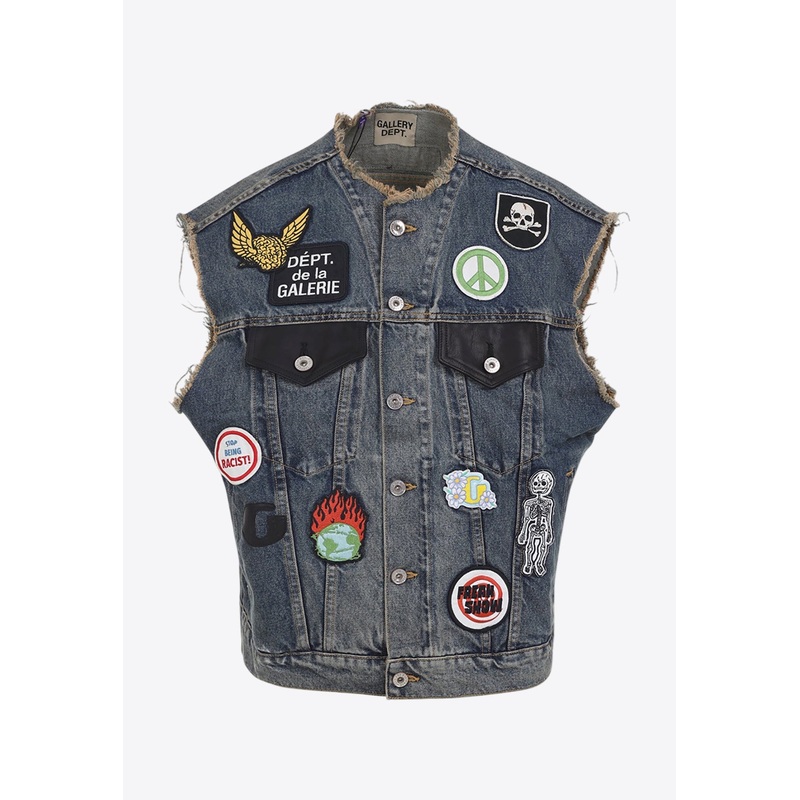 All-Over Patches Denim Vest