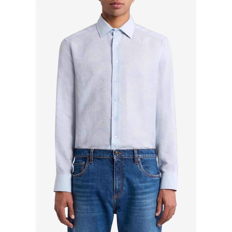 Floral Jacquard Button-Up Shirt