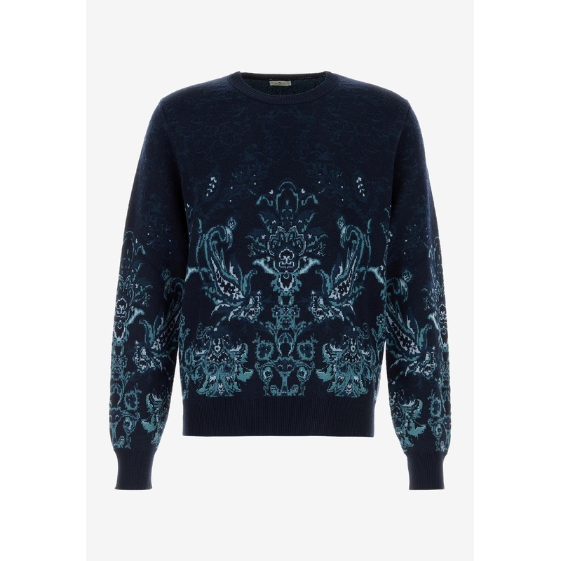 Floral Jacquard Crewneck Sweater