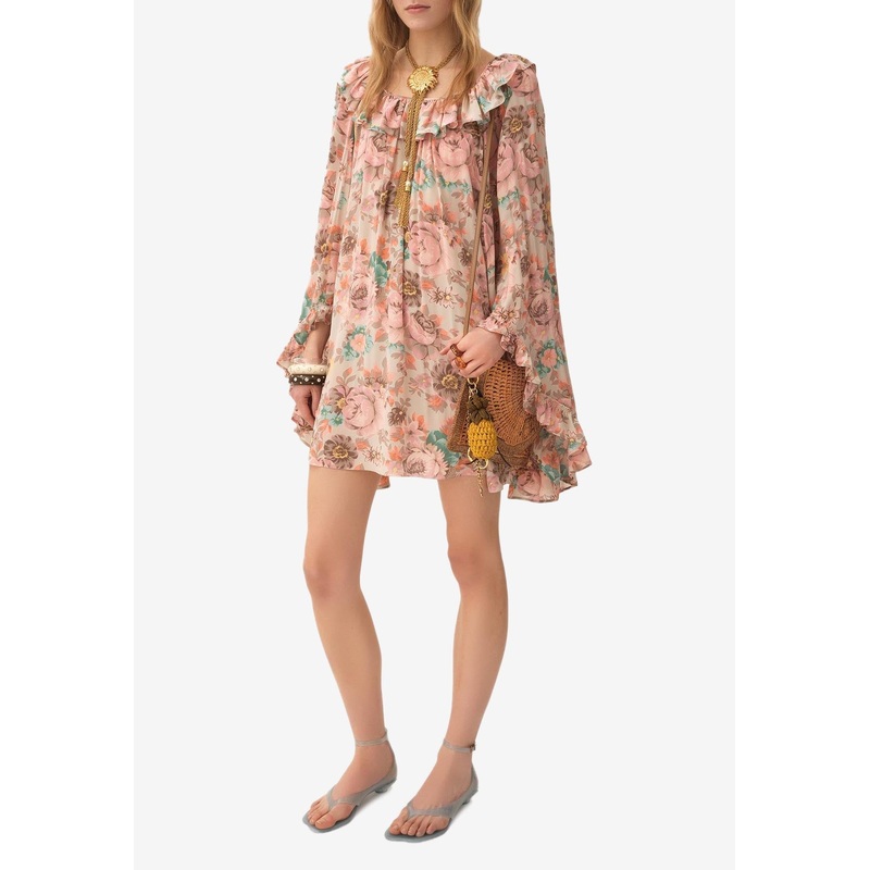 Floral Print Ruffled Mini Dress