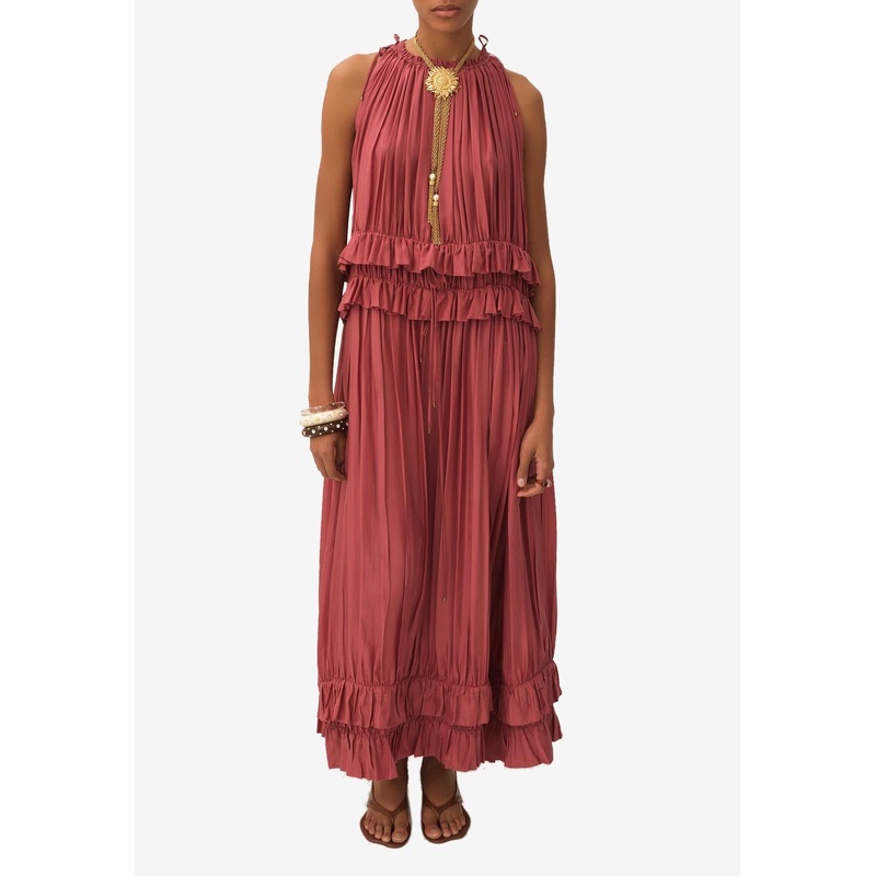 Gathered Sleeveless Maxi Dress
