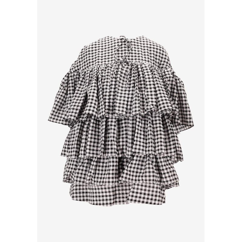 Gingham Check Ruffled Mini Dress