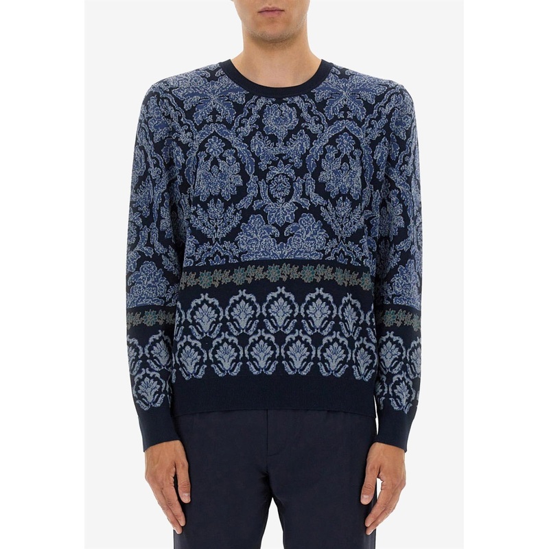 Jacquard Knit Crewneck Sweater