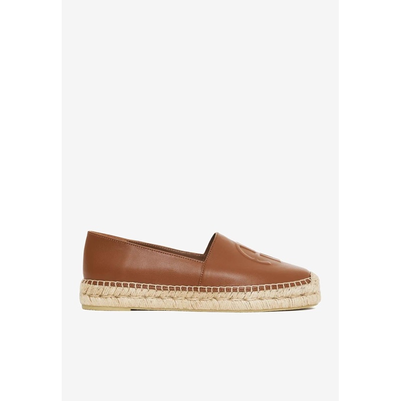 Paloma Embossed Logo Leather Espadrilles