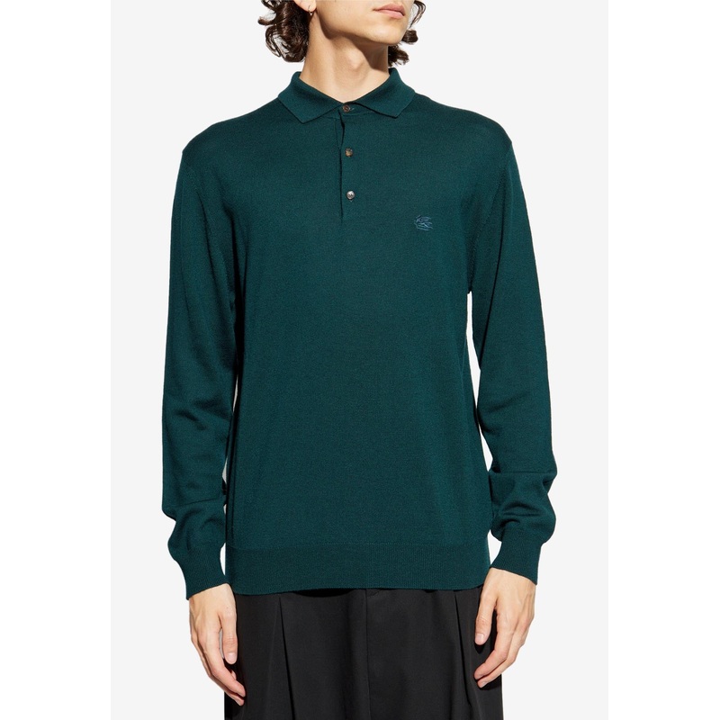 Pegaso Embroidered Wool Polo Sweater