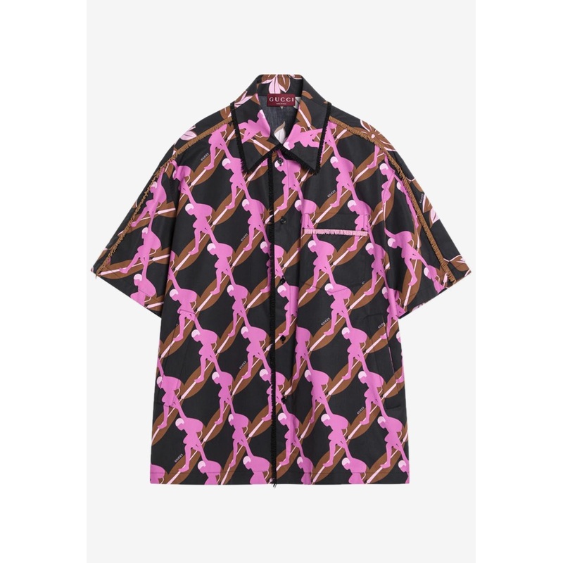 Printed Oversized Short-Sleeved Shirt