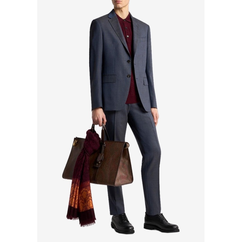 Single-Breasted Striped Wool Suit